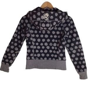 Lululemon 𝅺SCUBA jacket size 4 hoodie zip-up dots polka charcoal grey